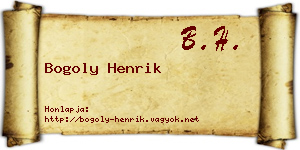Bogoly Henrik névjegykártya